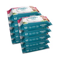 Supples Baby Wet Wipes with Lid | 720 Wipes | 72 Wipes x 10 Packs | Enriched With Aloe Vera and Vitamin E | Alcohol-Free and Paraben-Free | Pure Water-Based formulation Supples Baby Wet Wipes with Lid | 720 Wipes | 72 Wipes x 10 Packs | Enriched With Aloe Vera and Vitamin E | Alcohol-Free and Paraben-Free | Pure Water-Based formulation