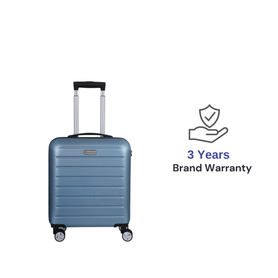 SPACEWALK Cadillac Hard Case ABS luggage, Airline-Approved CABIN SUITCASE, 42ltr, 8 Spinner Wheels, Anti-Theft Zip, Durable & Lightweight, 3-Years Warranty (Sky Blue)