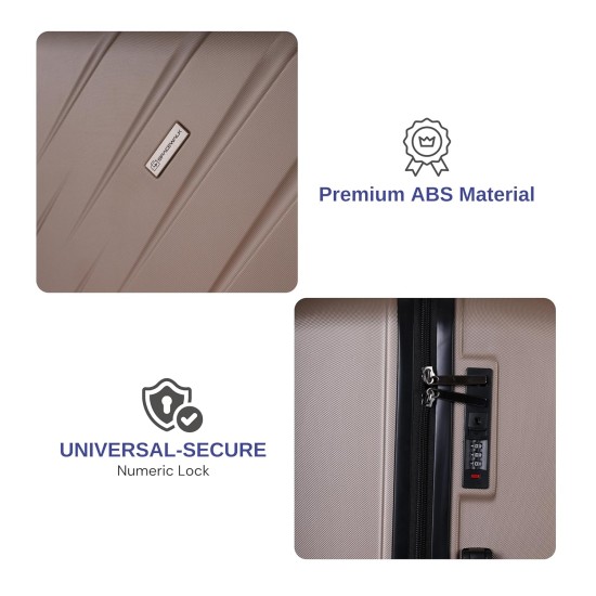 SPACEWALK STYLUX Hard Case ABS Luggage, 107L, LARGE, 8 Spinner Wheels, TSA Lock, Anti-Theft Zip, Lightweight & Durable, 3-Year Warranty, Made in India