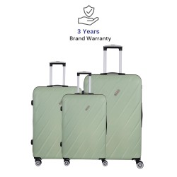 SPACEWALK STYLUX Hard Case ABS Luggage, SET OF 3 (S, M, L), 8 Spinner Wheels, TSA Lock, Anti-Theft Zip, Lightweight & Durable, 3-Year Warranty, Made in India