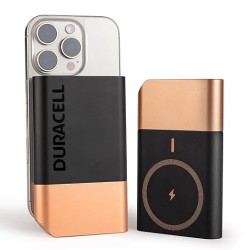 Duracell Magnetic Wireless Power Bank 10000 mAh, Magsafe Compatible, Fast Charging, Compact, 15W Wireless Charging, 22.5W USB A/Type C Output, for iPhone, Smartphones, USB & Qi Enabled Devices, Black