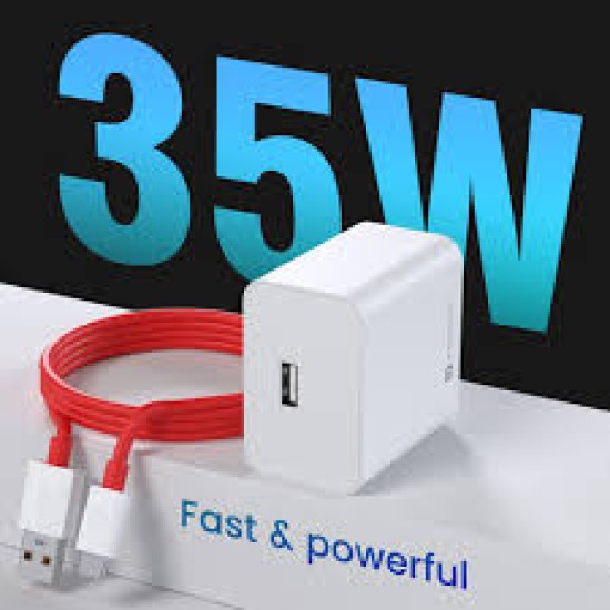 Portronics 35W Adapto 35A USB-A Fast Charging Adaptor with 1M Charging Cable, Support VOOC Charging /WARP Charging /Dash Charging
