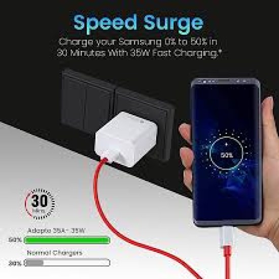Portronics 35W Adapto 35A USB-A Fast Charging Adaptor with 1M Charging Cable, Support VOOC Charging /WARP Charging /Dash Charging