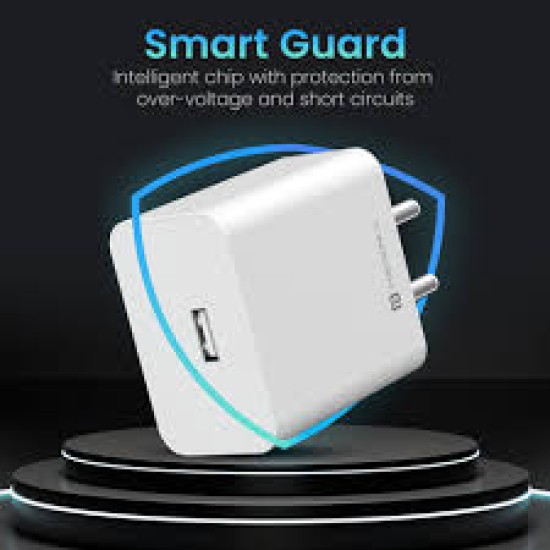 Portronics 35W Adapto 35A USB-A Fast Charging Adaptor with 1M Charging Cable, Support VOOC Charging /WARP Charging /Dash Charging