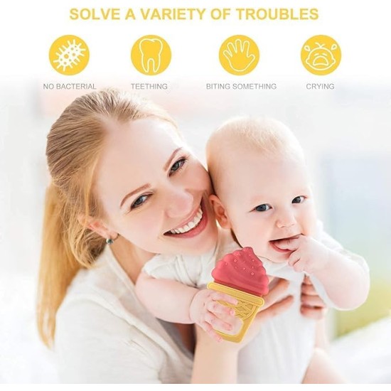 EpiskeyTeething Baby Chew Toys, BPA-Free Baby Teething Toy for Babies 0-6 Months. Natural Organic Freezer Safe Specialized Teether Toys for Toddlers, Relief Gingival Pain (3D TEETHER)