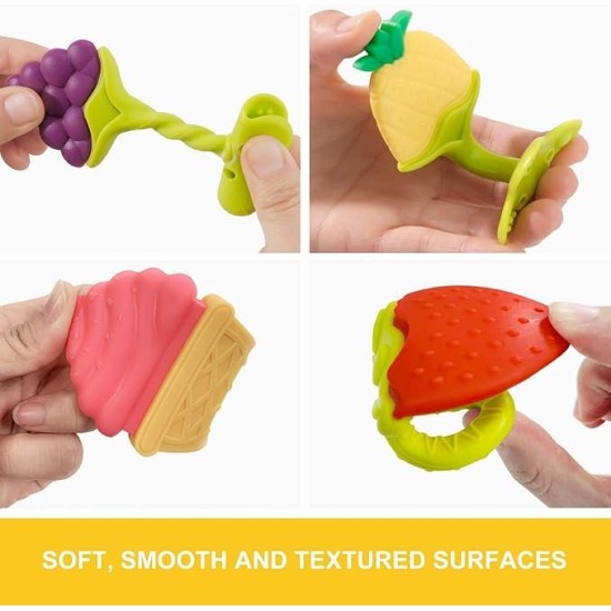 EpiskeyTeething Baby Chew Toys, BPA-Free Baby Teething Toy for Babies 0-6 Months. Natural Organic Freezer Safe Specialized Teether Toys for Toddlers, Relief Gingival Pain (3D TEETHER)