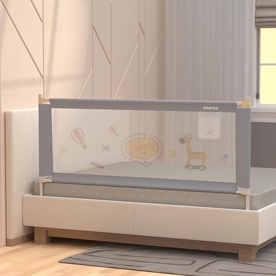 Cherilo Baby Bed Rail Guard for Baby Safety & Toddler Safety, 180cm X 73cm, Foldable & Portable, Height Adjustable & Collapsible Bed Rail Barrier, Single Bed Side Rails for Baby, (Pack of 1) Cherilo Baby Bed Rail Guard for Baby Safety & Toddler Safety, 180cm X 73cm, Foldable & Portable, Height Adjustable & Collapsible Bed Rail Barrier, Single Bed Side Rails for Baby, (Pack of 1)
