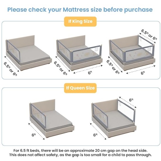 Cherilo Baby Bed Rail Guard for Baby Safety & Toddler Safety, 180cm X 73cm, Foldable & Portable, Height Adjustable & Collapsible Bed Rail Barrier, Single Bed Side Rails for Baby, (Pack of 1) Cherilo Baby Bed Rail Guard for Baby Safety & Toddler Safety, 180cm X 73cm, Foldable & Portable, Height Adjustable & Collapsible Bed Rail Barrier, Single Bed Side Rails for Baby, (Pack of 1)