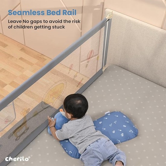 Cherilo Baby Bed Rail Guard for Baby Safety & Toddler Safety, 180cm X 73cm, Foldable & Portable, Height Adjustable & Collapsible Bed Rail Barrier, Single Bed Side Rails for Baby, (Pack of 1) Cherilo Baby Bed Rail Guard for Baby Safety & Toddler Safety, 180cm X 73cm, Foldable & Portable, Height Adjustable & Collapsible Bed Rail Barrier, Single Bed Side Rails for Baby, (Pack of 1)