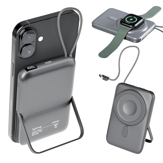 Lifelong Electronics 10000mAh MagSafe Wireless Fast Charging Power Bank for iPhone, Apple Watch, Airpods & All Qi Enabled Phones | QC 3.0 Powerbank (22.5W Output) | Cable & Stand + Extra Magnetic Ring Lifelong Electronics 10000mAh MagSafe Wireless Fast Charging Power Bank for iPhone, Apple Watch, Airpods & All Qi Enabled Phones | QC 3.0 Powerbank (22.5W Output) | Cable & Stand + Extra Magnetic Ring