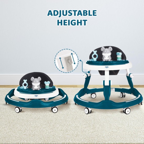 Amazon Brand - Supples Baby Walker (Musical) | Kids Walker with Toys | Baby Walkers for Boys & Girls 9+ Months | Adjustable Height Walker with RGB Lights | Sea Green & White