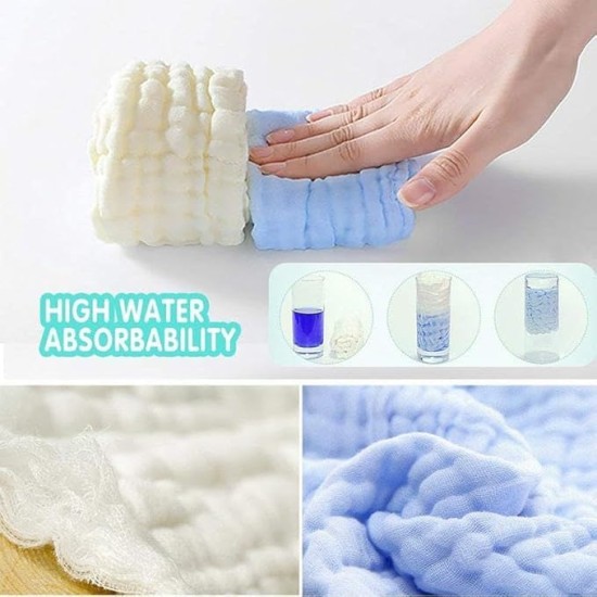 BabyGo Baby Muslin Washcloths, Super Soft 100% Cotton Face Towels | Reusable Hygiene Wash Cloth | Napkin for New Babies | Soft Hankies for Children (25cm x50cm) (Pack of 2)