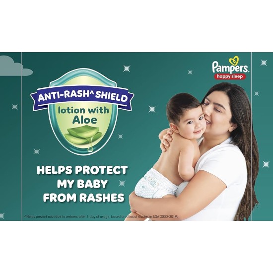 Pampers Happy Sleep Pant Style Baby Diapers, Medium (M), 48 Count, 1 Pampers = 1 Night Sleep, with Anti Rash Shield, 7-12 Kg Diapers