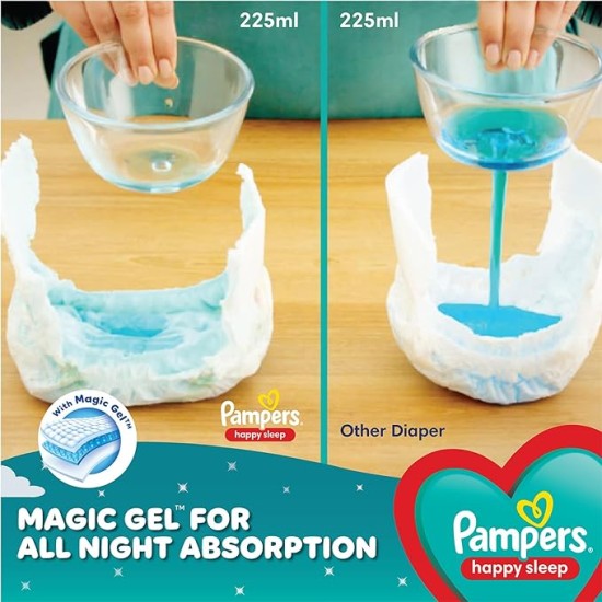 Pampers Happy Sleep Pant Style Baby Diapers, Medium (M), 48 Count, 1 Pampers = 1 Night Sleep, with Anti Rash Shield, 7-12 Kg Diapers