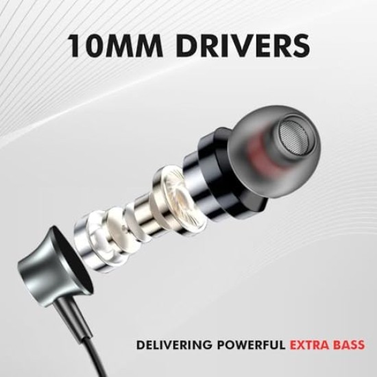 HUMBLE in Ear Wired Earphones with Mic for Type-C Port,10Mm Dynamic Drivers for Enhanced Bass,in Line Controls for Volume and Calls,1.2M Tangle Free Silicone Cable,Wide Compatibility,Metal Alloy Body