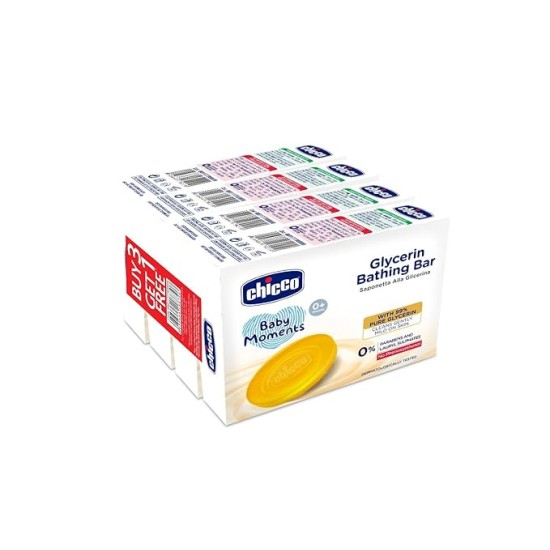 Chicco Baby Moments Glycerin Bathing Bar with 99% Pure Glycerin 300g (Buy 3 Get 1 Free)