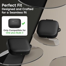 Sounce Premium Silicone Case Cover for OnePlus Buds 3 – 360° Full Protection, Shockproof, Anti-Scratch, Dust-Resistant with Carabiner – Black Sounce Premium Silicone Case Cover for OnePlus Buds 3 – 360° Full Protection, Shockproof, Anti-Scratch, Dust-Resistant with Carabiner – Black