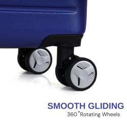 SPACEWALK Cadillac Hard Case ABS luggage, Airline-Approved CABIN SUITCASE, 42ltr, 8 Spinner Wheels, Anti-Theft Zip, Durable & Lightweight, 3-Years Warranty (Royal Blue)