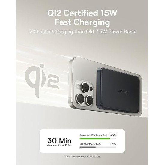 Baseus Airpow II 10000mAh 22.5W Magnetic Wireless Power Bank – Qi2 Certified, MagSafe Compatible, USB-C PD Fast Charging – Cosmic Black Baseus Airpow II 10000mAh 22.5W Magnetic Wireless Power Bank – Qi2 Certified, MagSafe Compatible, USB-C PD Fast Charging – Cosmic Black