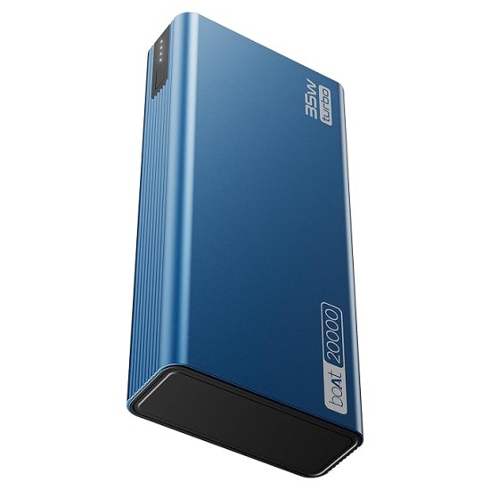 boAt Newly Launched PB435 Turbo 35W Power Bank with 20000mAh Battery, 35W 2-Way Super Fast Charging | 12-Layer Smart IC Protection | Triple Output & Dual Input in Sleek Aluminium Casing(Navy Blue)