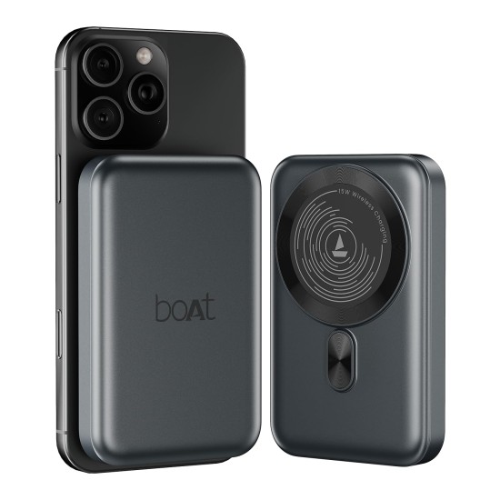 boAt New Launch EnergyShroom PB331 (Magsafe) 10000mAh Magnetic Wireless Powerbank, 15W Wireless & 22.5W Wired Charging for (iPhone 16,15,14,13 & 12, Android & Other Qi Enabled Devices) (Ash Black) boAt New Launch EnergyShroom PB331 (Magsafe) 10000mAh Magnetic Wireless Powerbank, 15W Wireless & 22.5W Wired Charging for (iPhone 16,15,14,13 & 12, Android & Other Qi Enabled Devices) (Ash Black)