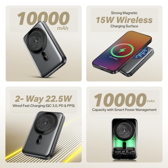 boAt New Launch EnergyShroom PB331 (Magsafe) 10000mAh Magnetic Wireless Powerbank, 15W Wireless & 22.5W Wired Charging for (iPhone 16,15,14,13 & 12, Android & Other Qi Enabled Devices) (Ash Black) boAt New Launch EnergyShroom PB331 (Magsafe) 10000mAh Magnetic Wireless Powerbank, 15W Wireless & 22.5W Wired Charging for (iPhone 16,15,14,13 & 12, Android & Other Qi Enabled Devices) (Ash Black)