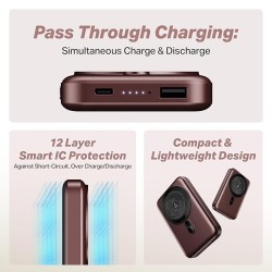 boAt New Launch EnergyShroom PB331 (Magsafe) 10000mAh Magnetic Wireless Powerbank, 15W Wireless & 22.5W Wired Charging for (iPhone 16,15,14,13 & 12, A