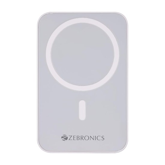 ZEBRONICS MW63 Wireless Power Bank, 10000 mAh, Rapid Charge, Magsafe, Outputs - 20W Wired | 15W Wireless, Type C PD, Built in Protections, LED Indicator, Compatible with iPhone, Made in India