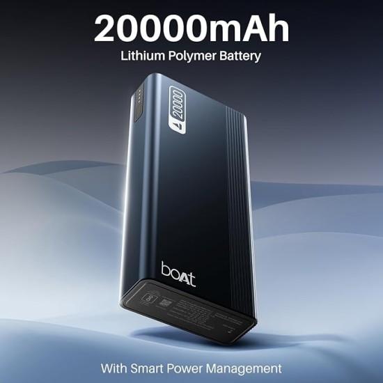 boAt Energyshroom PB401 20000mAh Power Bank| Micro USB and Type C (2-Way Input Ports), 22.5W, 3X Output Ports, Compatible with Tablets, Smartphones, Earbuds, Smartwatch (Midnight Blue)
