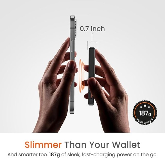 HAMMER 10000mAh MagSafe Power Bank, 15W Wireless Charging (MagSafe & Qi), 22.5W PD/PPS Fast Wired Charging, LED Display, iPhone 12 & Above, Metallic Finish, Magnetic Ring Included, Made in India HAMMER 10000mAh MagSafe Power Bank, 15W Wireless Charging (MagSafe & Qi), 22.5W PD/PPS Fast Wired Charging, LED Display, iPhone 12 & Above, Metallic Finish, Magnetic Ring Included, Made in India