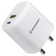Reconnect 20 Watt Fast Charging Wall Charger, Dual Ports (USB-A & USB-C), QC 3.0 Certified, Multi-Layer Protection, Intelligent Power Distribution, Fire Retardant Body, White Reconnect 20 Watt Fast Charging Wall Charger, Dual Ports (USB-A & USB-C), QC 3.0 Certified, Multi-Layer Protection, Intelligent Power Distribution, Fire Retardant Body, White