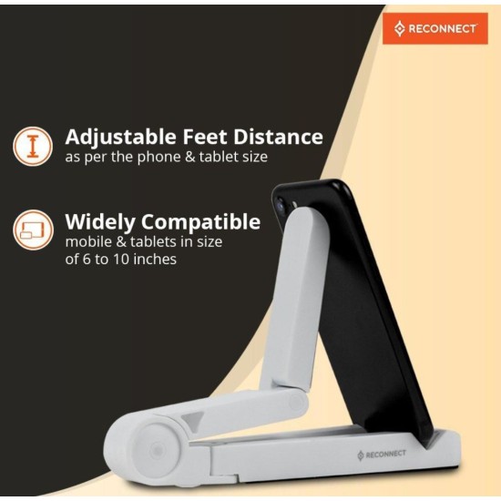 Reconnect Mobile & Tablet Stand for 15.24 cm (6 inch) to 25.4 cm (10 inch) Mobile Phone and Tablet, White