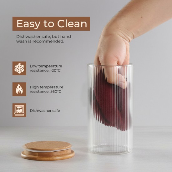 SwissBoro Elora Bamboo Lid Borosilicate Glass Round Jar 1 pc- 750ml