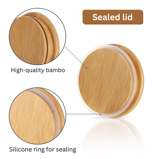 Swissboro Elora Bamboo Lid Borosilicate Glass Round Jar 1 pc-1250ml