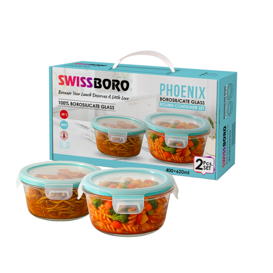Swissboro Phoenix Round Container Set of 2 Pcs- 400 + 620 ML Swissboro Phoenix Round Container Set of 2 Pcs- 400 + 620 ML