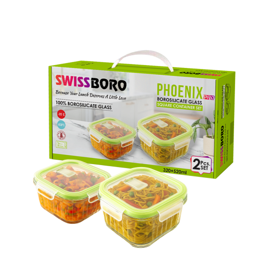 Swissboro Phoenix Pro Square Container Set of 2 Pc- 320+520 Swissboro Phoenix Pro Square Container Set of 2 Pc- 320+520