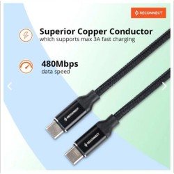 Reconnect type-c to type-c Nylon braided cable | Fast charging and Data Sync | c cable for samsung, vivo, redmi, realme, oppo, oneplus, infinix, poco, xiaomi, motorola, itel and more... Reconnect type-c to type-c Nylon braided cable | Fast charging and Data Sync | c cable for samsung, vivo, redmi, realme, oppo, oneplus, infinix, poco, xiaomi, motorola, itel and more...