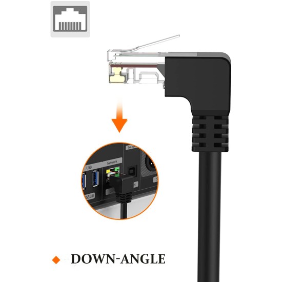 CableCreation Angle CAT6 Ethernet Patch Cable(10 Feet), Downward Angled Lan Cable with 50U Gold Plated Contact, Black Color CableCreation Angle CAT6 Ethernet Patch Cable(10 Feet), Downward Angled Lan Cable with 50U Gold Plated Contact, Black Color