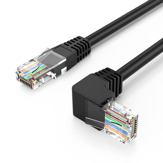 CableCreation Angle CAT6 Ethernet Patch Cable(10 Feet), Downward Angled Lan Cable with 50U Gold Plated Contact, Black Color CableCreation Angle CAT6 Ethernet Patch Cable(10 Feet), Downward Angled Lan Cable with 50U Gold Plated Contact, Black Color