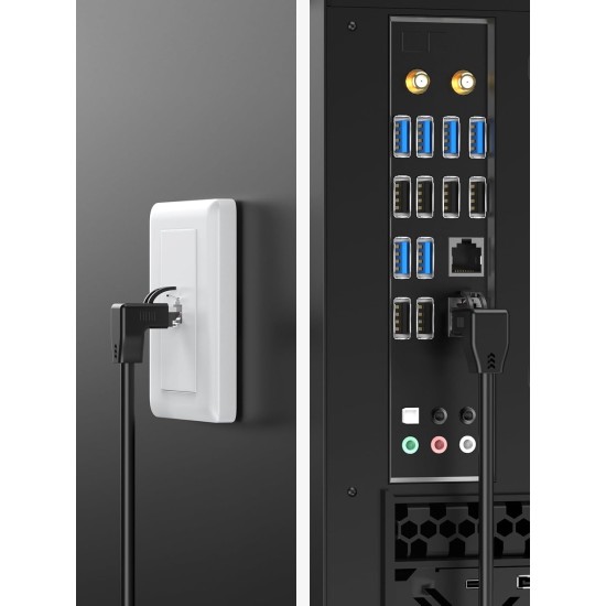 CableCreation Angle CAT6 Ethernet Patch Cable(10 Feet), Downward Angled Lan Cable with 50U Gold Plated Contact, Black Color CableCreation Angle CAT6 Ethernet Patch Cable(10 Feet), Downward Angled Lan Cable with 50U Gold Plated Contact, Black Color