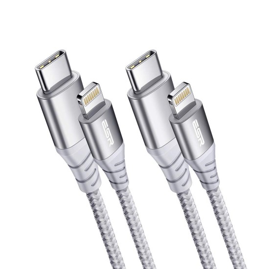 Esr Usb-C To Lightning Cable, (1 Meter, Mfi-Certified), Pd Fast Charging Adapter Cable For Iphone 13/13 Mini/13 Pro/13 Pro Max/12/12 Mini/12 Pro/12 Pro Max/Se 2022/11/Xr,Braided Nylon,(Pack of 1),Silver Esr Usb-C To Lightning Cable, (1 Meter, Mfi-Certified), Pd Fast Charging Adapter Cable For Iphone 13/13 Mini/13 Pro/13 Pro Max/12/12 Mini/12 Pro/12 Pro Max/Se 2022/11/Xr,Braided Nylon,(Pack of 1),Silver