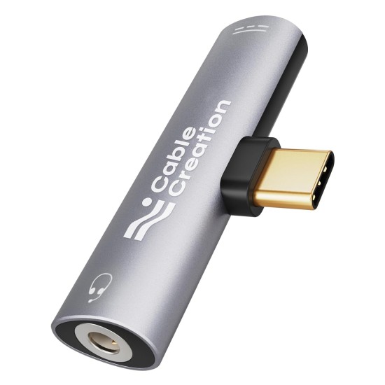 CableCreation USB Type C to 3.5mm Headphone Audio Adapter with PD Fast Charging Adapter, Compatible with OnePlus Nord 2T/10 Pro,Pixel 2/2XL/3/3XL, Note 10/9, Galaxy S22/S20/S20+