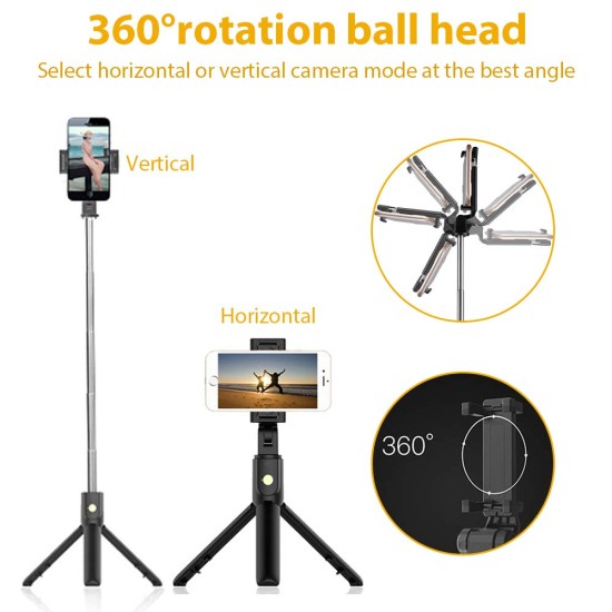 Bluetooth Extendable Wireless Ultra-Compact Selfie Stick with Remote and Tripod Stand for iPhone, Samsung, All Android, All Type C and More Bluetooth Extendable Wireless Ultra-Compact Selfie Stick with Remote and Tripod Stand for iPhone, Samsung, All Android, All Type C and More
