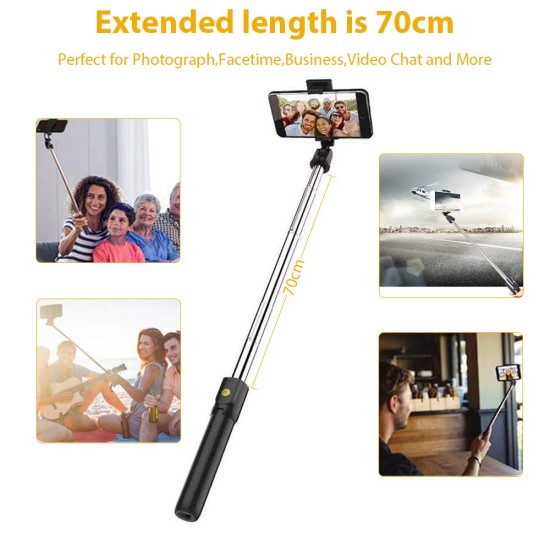 Bluetooth Extendable Wireless Ultra-Compact Selfie Stick with Remote and Tripod Stand for iPhone, Samsung, All Android, All Type C and More Bluetooth Extendable Wireless Ultra-Compact Selfie Stick with Remote and Tripod Stand for iPhone, Samsung, All Android, All Type C and More
