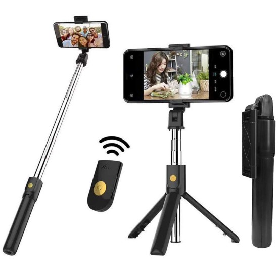 Bluetooth Extendable Wireless Ultra-Compact Selfie Stick with Remote and Tripod Stand for iPhone, Samsung, All Android, All Type C and More Bluetooth Extendable Wireless Ultra-Compact Selfie Stick with Remote and Tripod Stand for iPhone, Samsung, All Android, All Type C and More