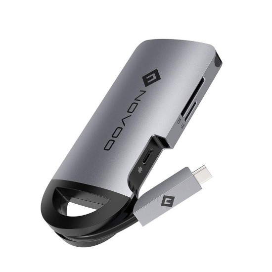 NOVOO 8 in 1 Pocket Friendly 3 USB 3.0 Ports, SD/TF Card Reader, 1000M Ethernet USB C Power Delivery PD 60W HDMI 4K Adapter (Space Grey, NVHUBCXGY8PLX-US) NOVOO 8 in 1 Pocket Friendly 3 USB 3.0 Ports, SD/TF Card Reader, 1000M Ethernet USB C Power Delivery PD 60W HDMI 4K Adapter (Space Grey, NVHUBCXGY8PLX-US)