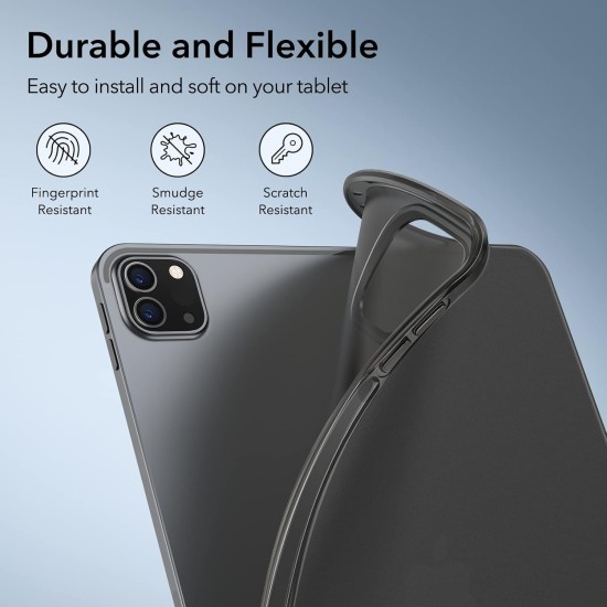 ESR for iPad Pro 11 inch Case (2022/2021, 4th/3rd Generation), Transparent Matte Back Cover, Soft Protective, Supports Pencil 2, Project Zero Series Case, Frosted Black