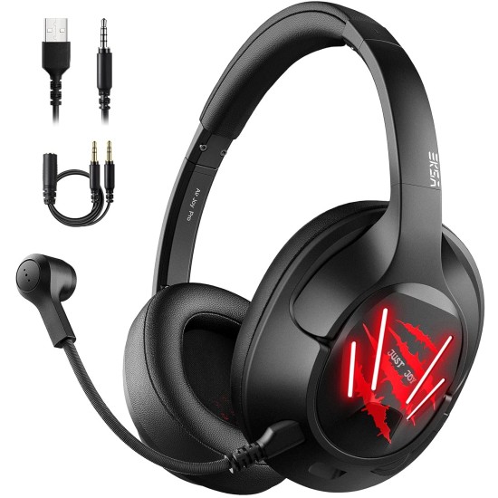 Eksa E3 Mobile Virtual 7.1 Surround Gaming Wired Over Ear Headphones With Mic -3.5Mm For Switch, Computer With Detachable Noise Cancelling, Ultra Lightweight Comfortable Usb Gaming (Red) Eksa E3 Mobile Virtual 7.1 Surround Gaming Wired Over Ear Headphones With Mic -3.5Mm For Switch, Computer With Detachable Noise Cancelling, Ultra Lightweight Comfortable Usb Gaming (Red)