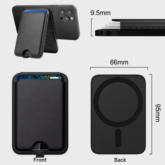 HaloLock Vegan Leather Wallet Stand, MagSafe Wallet and Adjustable Stand, Compatible with iPhone 14/14 Plus/14 Pro/14 Pro Max and 13/12 Series, Not Compatible with 13/12 mini, 3 Card Holder, Black HaloLock Vegan Leather Wallet Stand, MagSafe Wallet and Adjustable Stand, Compatible with iPhone 14/14 Plus/14 Pro/14 Pro Max and 13/12 Series, Not Compatible with 13/12 mini, 3 Card Holder, Black