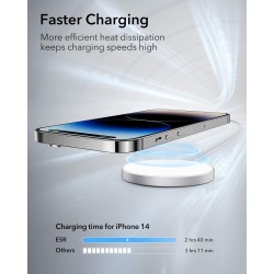 ESR Magnetic Wireless Charger, Compatible with Magsafe Charger, Compatible with iPhone 16/15/14/13/12 Series, AirPods 4/3/AirPods Pro, Strong Magnetic Lock, Reinforced Braided Nylon Cable, Silver ESR Magnetic Wireless Charger, Compatible with Magsafe Charger, Compatible with iPhone 16/15/14/13/12 Series, AirPods 4/3/AirPods Pro, Strong Magnetic Lock, Reinforced Braided Nylon Cable, Silver